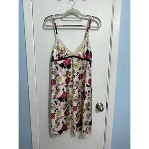 Vintage Banana Republic Babydoll Slip Dress Small Lace Trim Floral Y2K Romantic